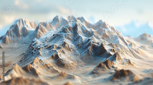 a beautiful landscape of snow-capped mountains. The sky is clear with a few clouds. The mountains are covered in snow. photo