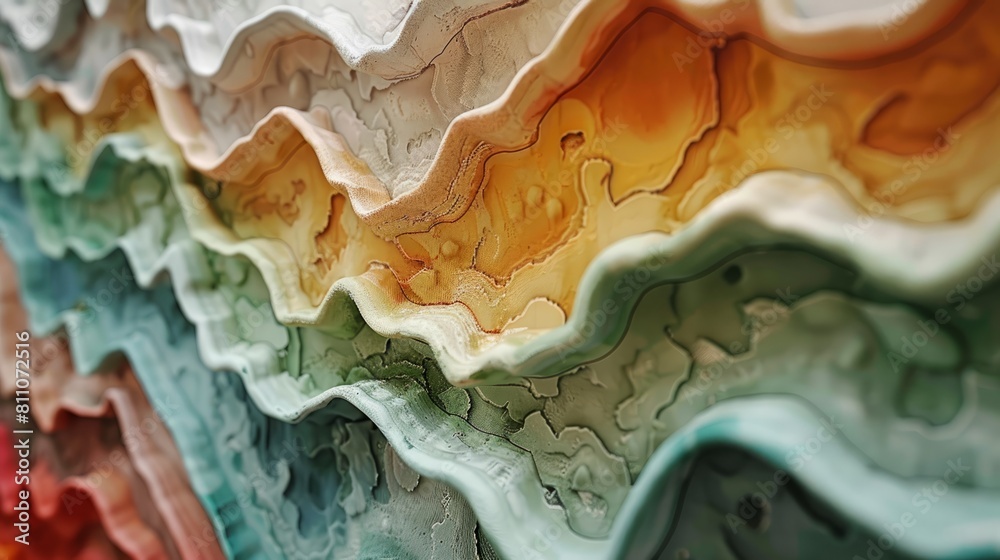 Obraz premium Colorful 3D rendering of a terrain.