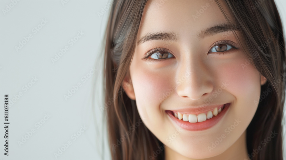 Portrait of a young woman smiling. A close-up portrait of a young woman with a radiant smile and clear complexion, reflecting youthful beauty and happiness. AI generative.. Portrait of a young woman smiling. A close-up portrait of a young woman with a radiant smile and clear complexion, reflecting youthful beauty and happiness. AI generative..
