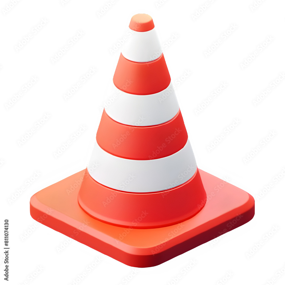 A red and white traffic cone icon, simple design, 3D clay style, on an isolated background, in a flat color scheme, cute cartoon illustration icon clip art A red and white traffic cone icon, simple design, 3D clay style, on an isolated background, in a flat color scheme, cute cartoon illustration icon clip art