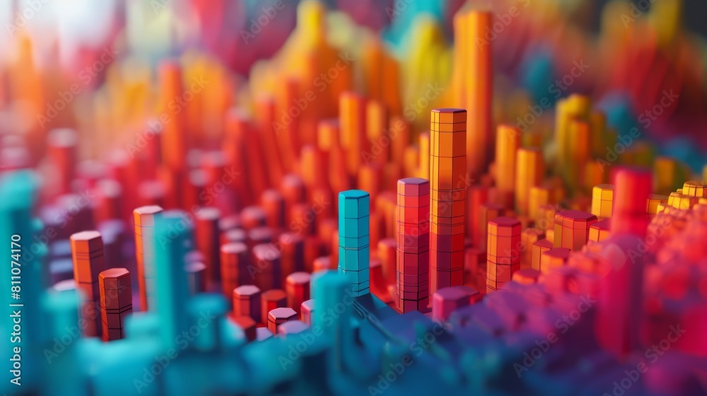 Colorful 3D rendering of a city. Colorful 3D rendering of a city.