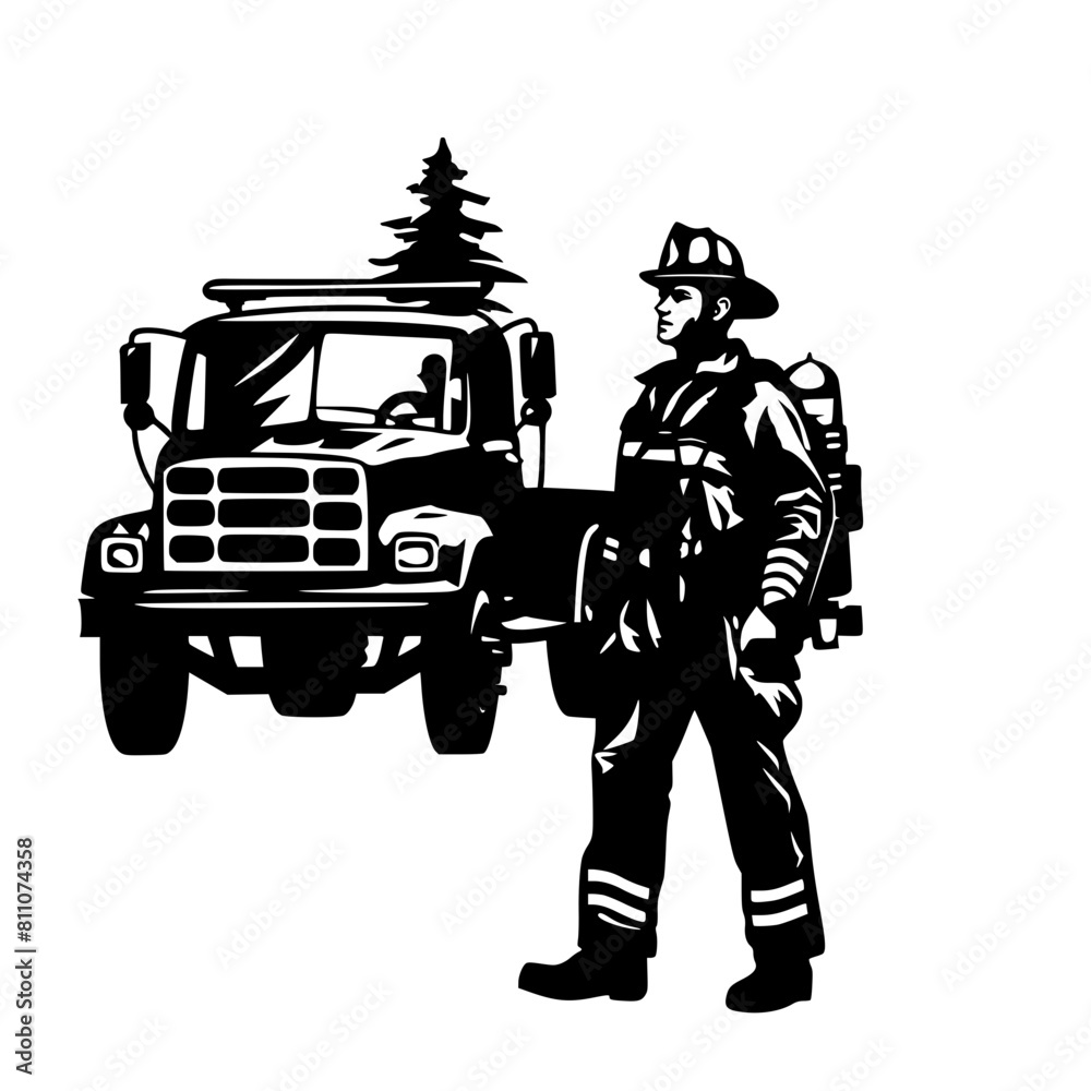 Firefighter Clipart, Fire Department Svg, Fire Truck Svg, Firefighter