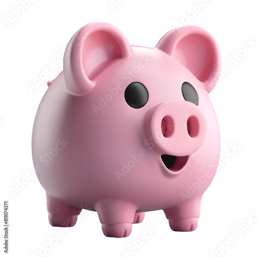 pink piggy bank  png clipart cutout isolated on transparent background  3d render  cute cartoon illustration icon   