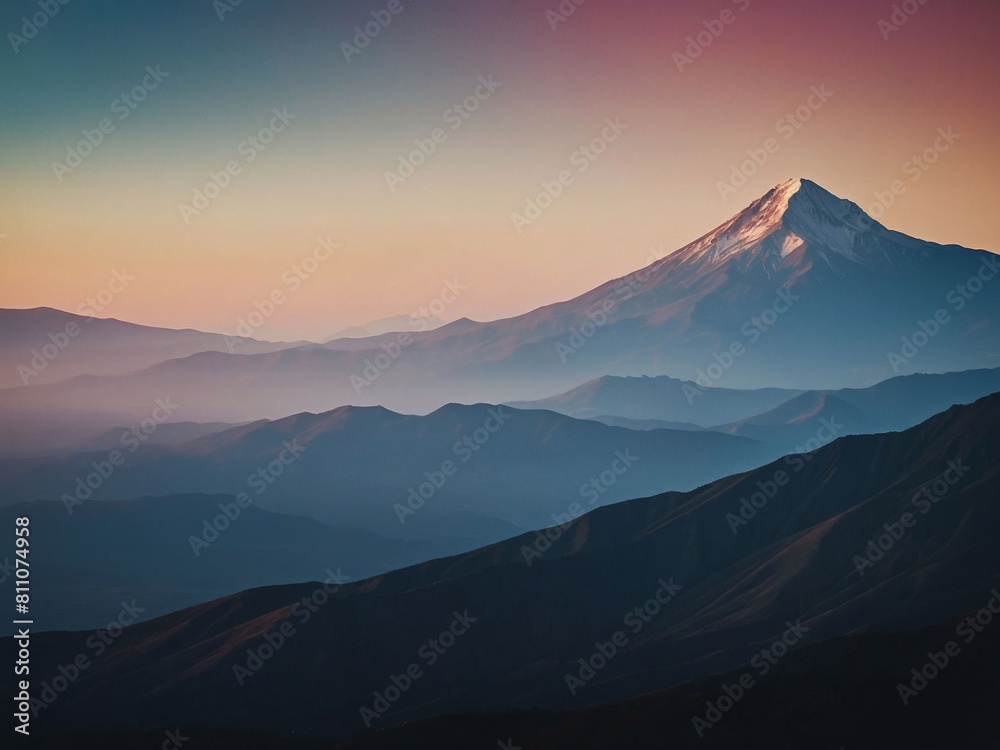 Sublime Serenity, Minimalist Background of Lone Mountain on Gradient Sky with Textured Depth Sublime Serenity, Minimalist Background of Lone Mountain on Gradient Sky with Textured Depth