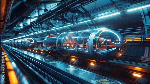 Futuristic Hyperloop Transport Swift and Sustainable City Travel Generative ai