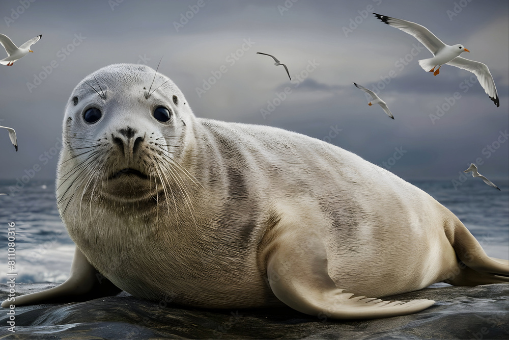 Obraz premium Sea lion on the rocks