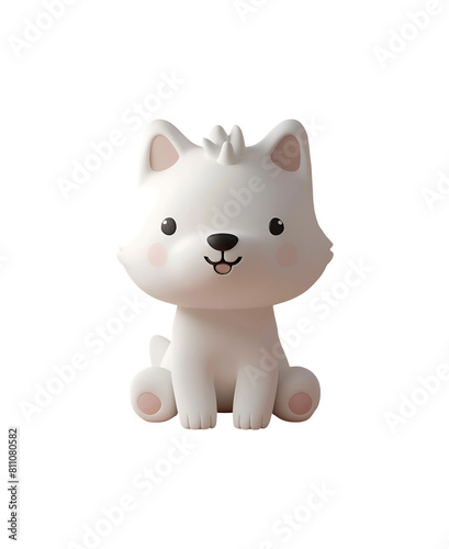 Chibi White Dog  A Cute 3D Render Cartoon Illustration in Toy Style for Kids  Isolated on Transparent Background  PNG