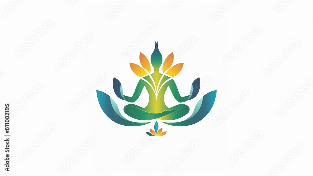 This logo features a stylized human figure in a yoga pose or meditation position, symbolizing mindfulness and inner peace