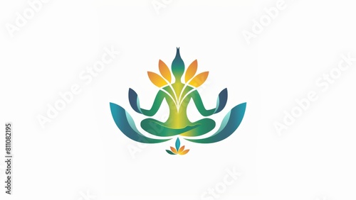 This logo features a stylized human figure in a yoga pose or meditation position, symbolizing mindfulness and inner peace