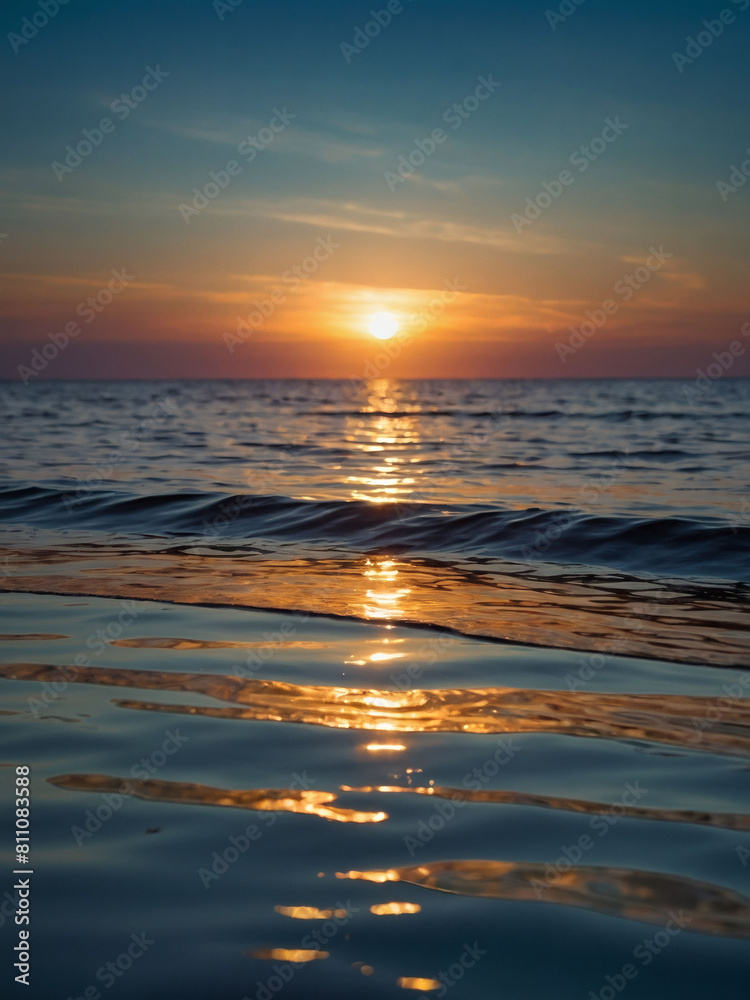 Sunrise Symphony, Abstract Image Capturing Calm Ocean Waters Reflecting the Dawn Sky Sunrise Symphony, Abstract Image Capturing Calm Ocean Waters Reflecting the Dawn Sky