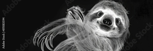 Curious Sloth in Monochrome X-ray A Glimpse into the Inner Workings of a Rainforest Mammal photo