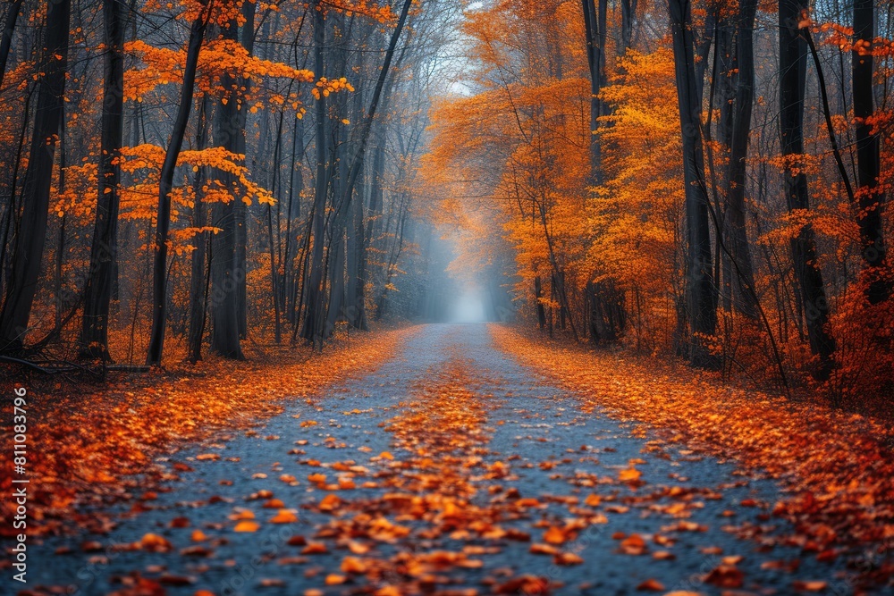Fototapeta premium road in a park in the fall color