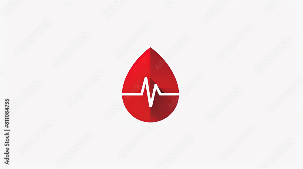 Graphic Illustration of Blood Drop with Heart Rate Graphic Illustration of Blood Drop with Heart Rate
