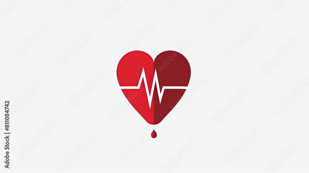 Graphic Illustration of Blood Drop with Heart Rate Graphic Illustration of Blood Drop with Heart Rate
