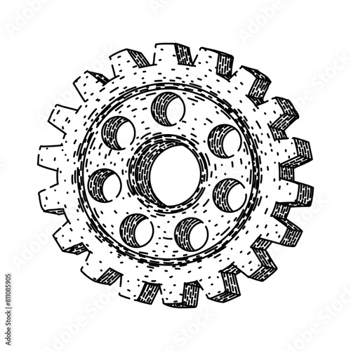 metal gears steampunk hand drawn. isolated cog, machine vintage, old frame metal gears steampunk vector sketch. isolated black illustration