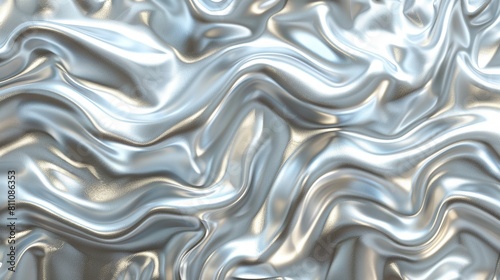  A close-up image reveals a metal surface, featuring wavy patterns atop and beneath its surface, all in shimmering silver