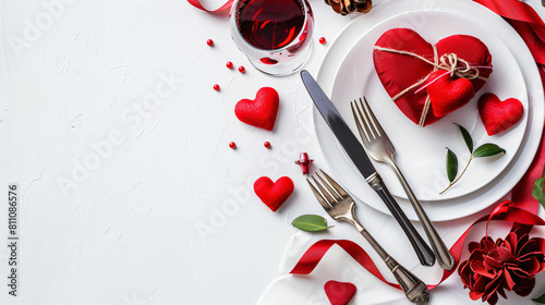 Festive table Fourting for Valentines Day celebration © Fauzia