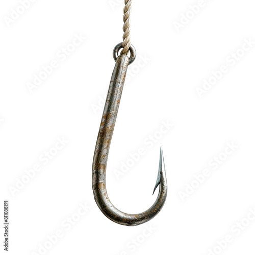  Fishing hook hanging on Transparent Background photo