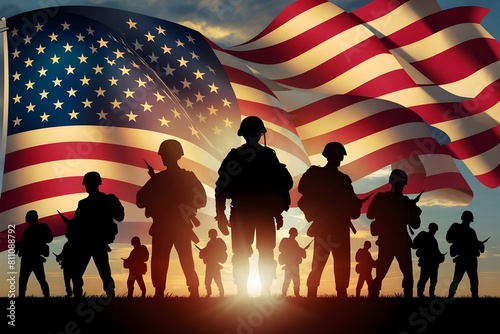 american patriotic military silhouettes honoring armed heroes homeland photo