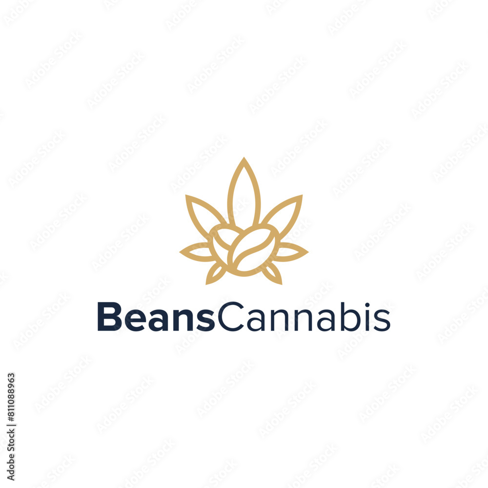 beans cannabis simple sleek creative geometric modern logo design vector