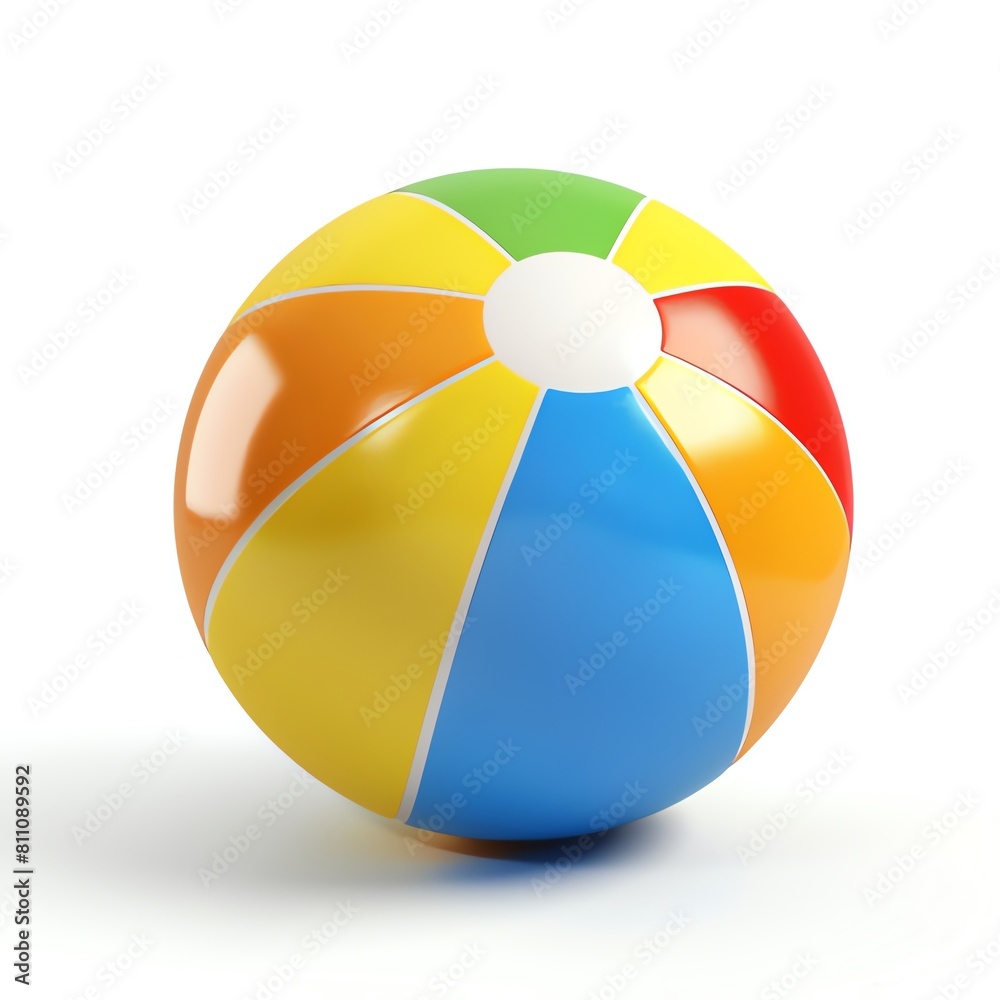 Obraz premium Beach ball on white background. Summer vacation concept. 3d render 