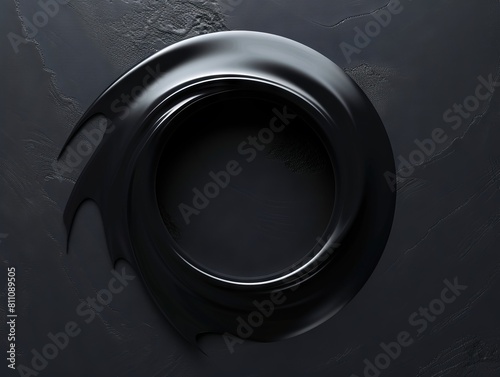 A black circle with a swirling pattern.