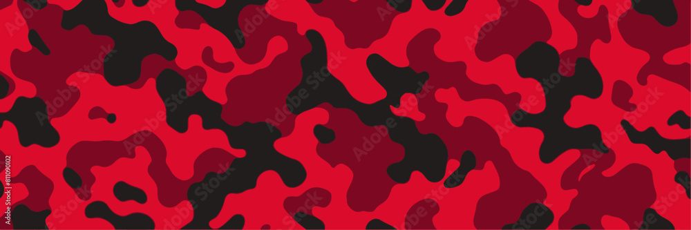 Red military camouflage seamless pattern background banner. Camouflage pattern background. Vector illustration.