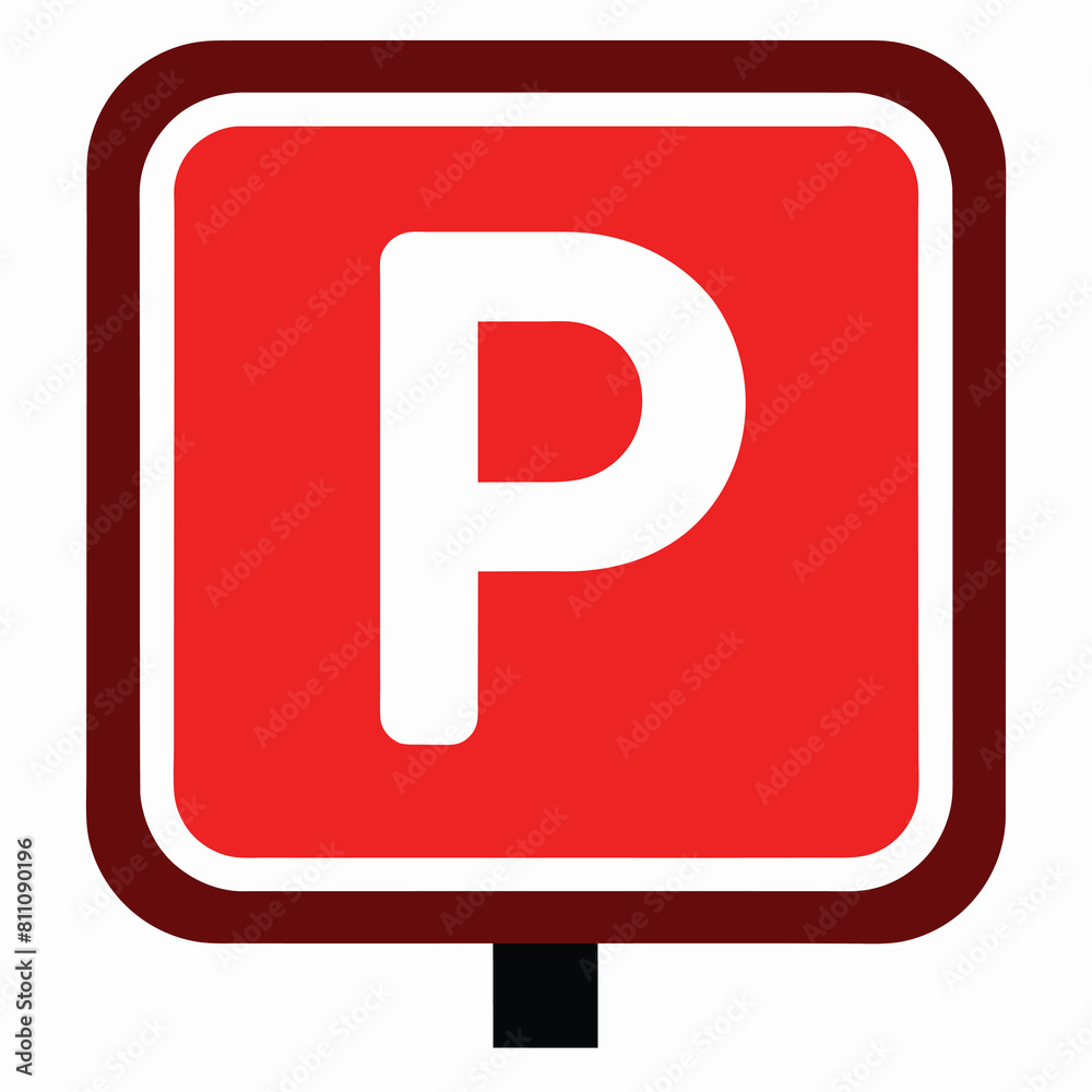 red parking sign symbol isolated on white red parking sign symbol isolated on white