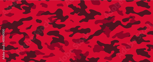Camouflage seamless pattern background. Red military camouflage backdrop banner. Vector design.