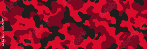Red military camouflage seamless pattern background banner. Camouflage pattern background. Vector illustration.
