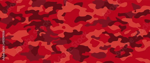 Red military camouflage seamless pattern background. Vector illustration.