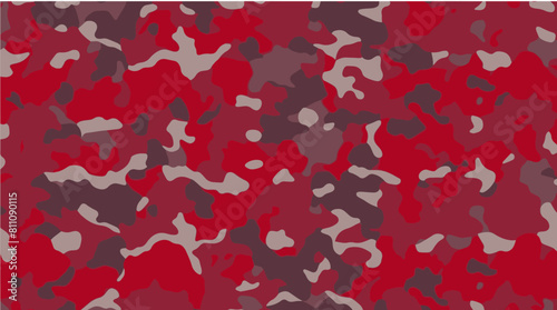 Military camouflage seamless red pattern background. Vector illustration.