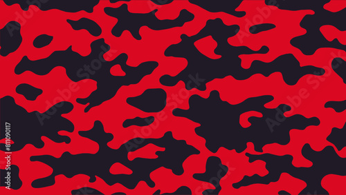 Seamless red and black camouflage pattern. Military camouflage pattern background. Vector illustration.