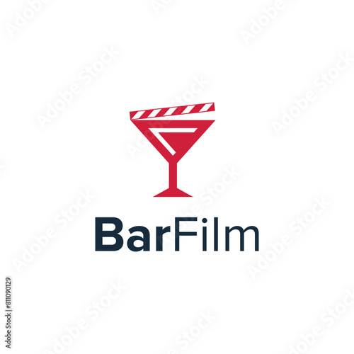 film bar simple sleek creative geometric modern logo design vector