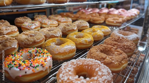 During Donut Day excitement and joy fill the air as bakeries and cafes proudly display a tempting array of freshly baked donuts in all their golden doughy glory
