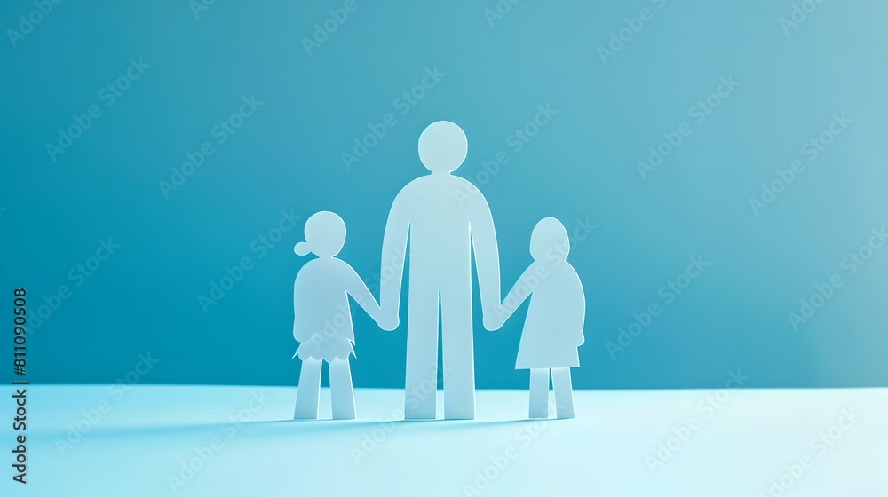 Silhouette of a family holding hands. Simple and modern paper cut design. Ideal for concepts about unity, support, and relationships. AI Silhouette of a family holding hands. Simple and modern paper cut design. Ideal for concepts about unity, support, and relationships. AI