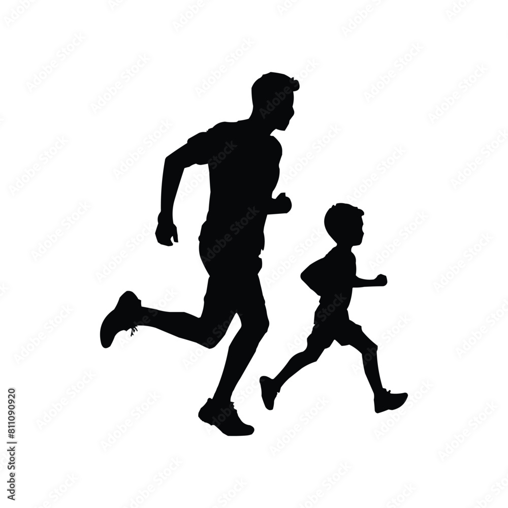 Happy father's day silhouette vector. Father & son silhouette by AI generative. Happy father's day silhouette vector. Father & son silhouette by AI generative.