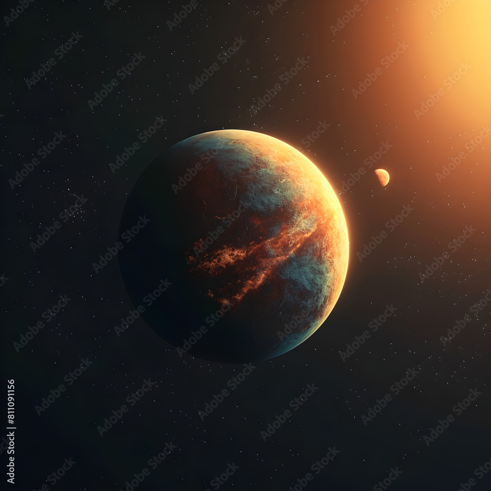 Captivating Exoplanet with Distant Star System Backdrop for Advertising and Social Media