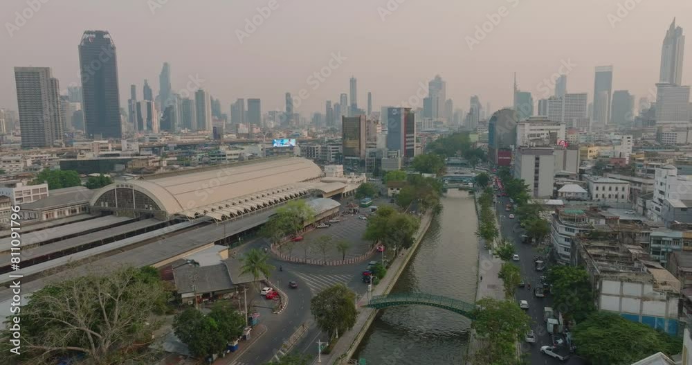 An aerial view of the Hua Lamphong railway station, The former central passenger terminal in Bangkok, Thailand. An aerial view of the Hua Lamphong railway station, The former central passenger terminal in Bangkok, Thailand.