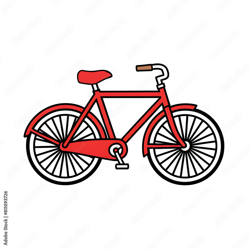 Obraz premium Red Bicycle Illustration Isolated on Transparent Background