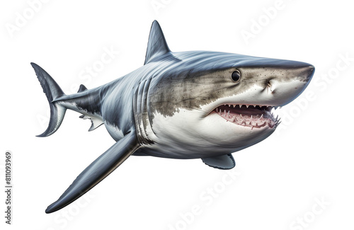 white shark isolated on transparent background photo