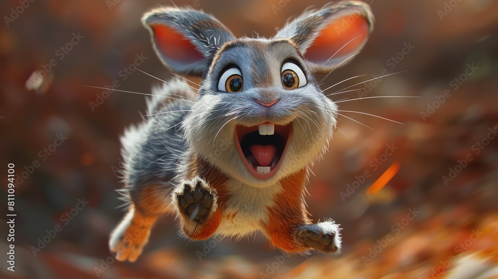Adorable 3d bunny character leaps full of infectious joy Adorable 3d bunny character leaps full of infectious joy