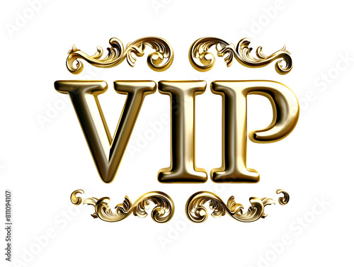 Golden Vip word illustration and ornament, AI generation