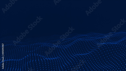 3K Dynamic blue particle wave. IT abstract background