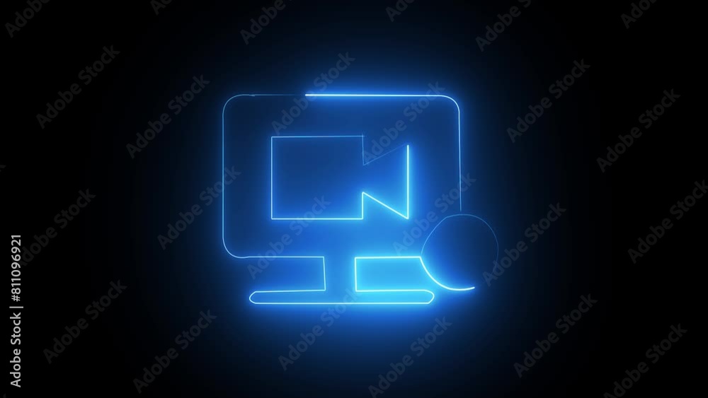 A neon icon 4K animation with black screen background A neon icon 4K animation with black screen background