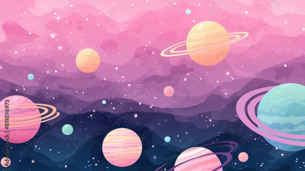 futuristic planets galactic space in flat style illustration wallpaper background futuristic planets galactic space in flat style illustration wallpaper background