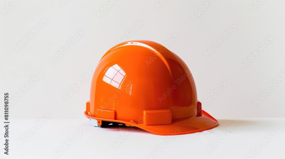 Fototapeta premium Orange protective headgear on a white backdrop