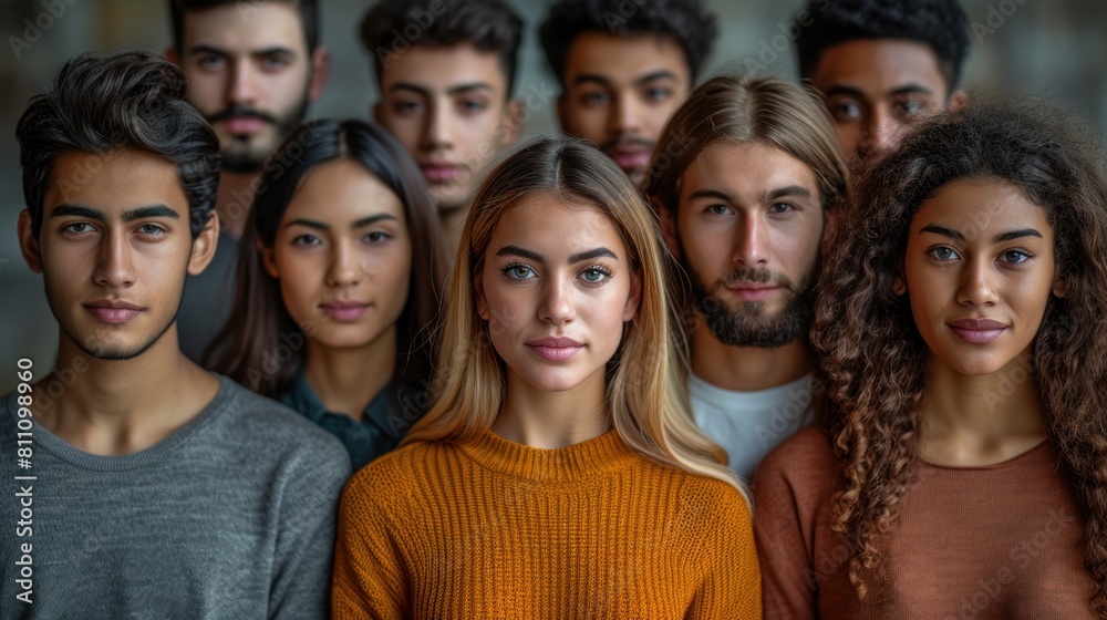 Fototapeta premium Beautiful Collage of Young Diverse Men and Women, Embodying Unity and Diversity
