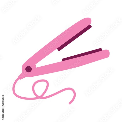 Flat Iron - Makeup beauty icon set with color