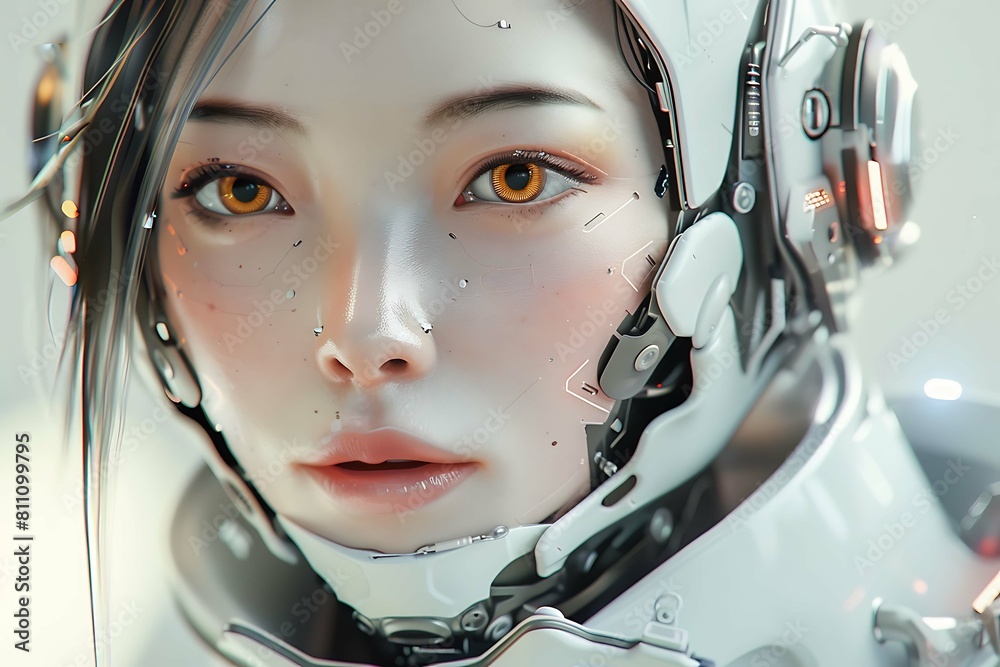 Stunning image featuring a humanoid female robot crafted entirely in white Stunning image featuring a humanoid female robot crafted entirely in white